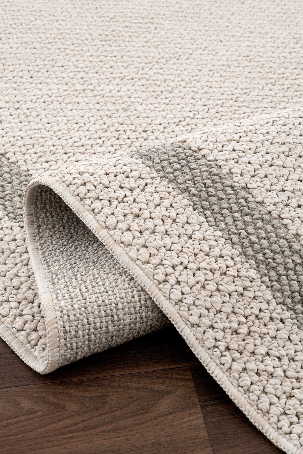 Retro Plain Krem Gri Bordürlü Halı A3234A