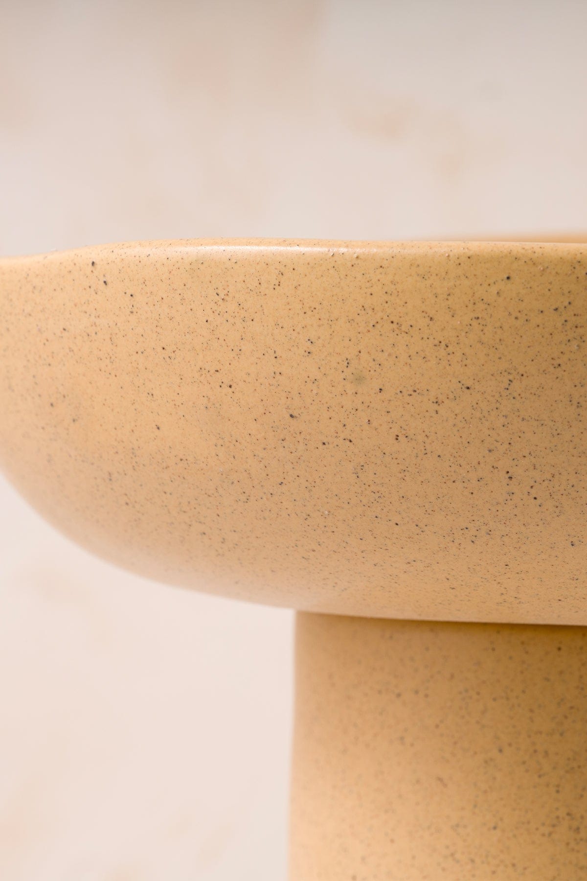 Handmade Large Serving Bowl with Sateen Matte Beige Foot 8615