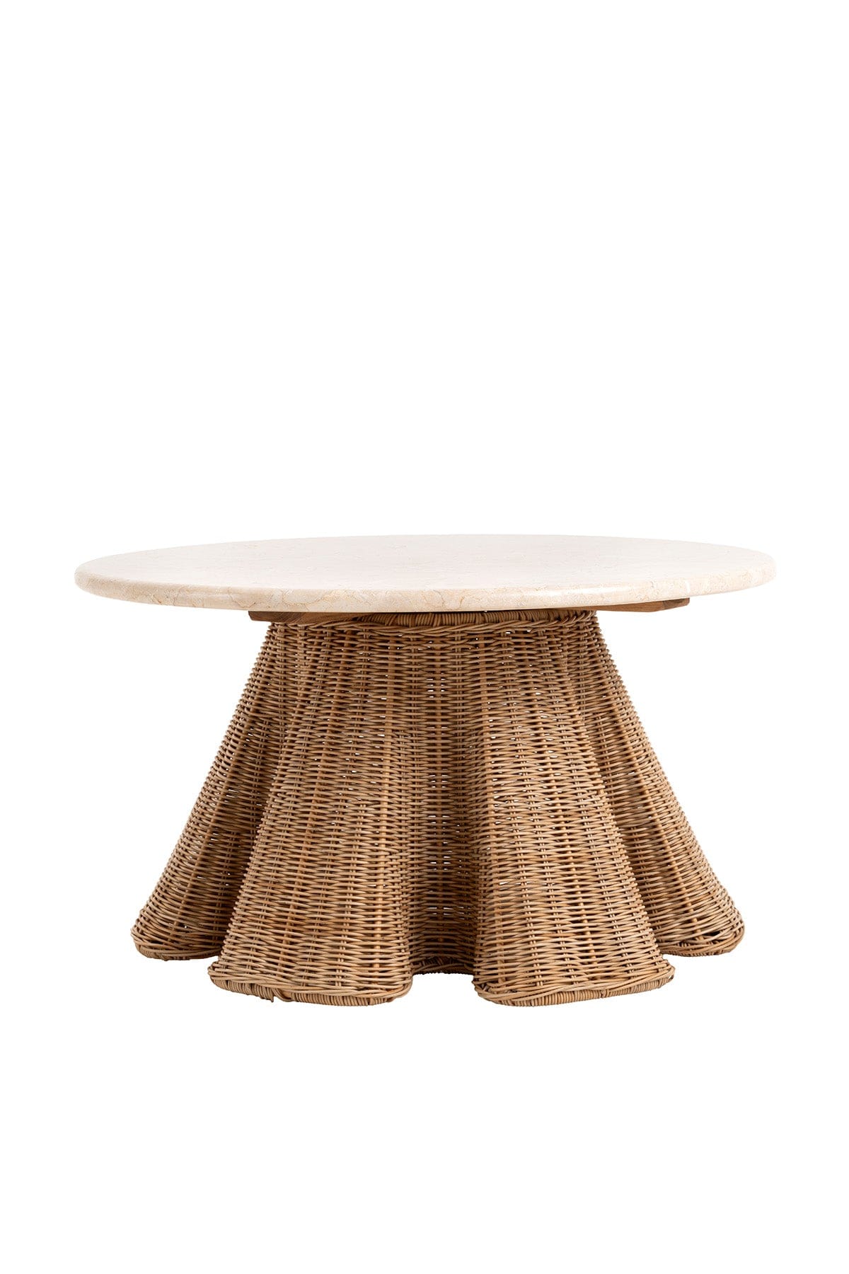 Savia Marble Table with Iron and Rattan Woven Legs 70 cm 10116