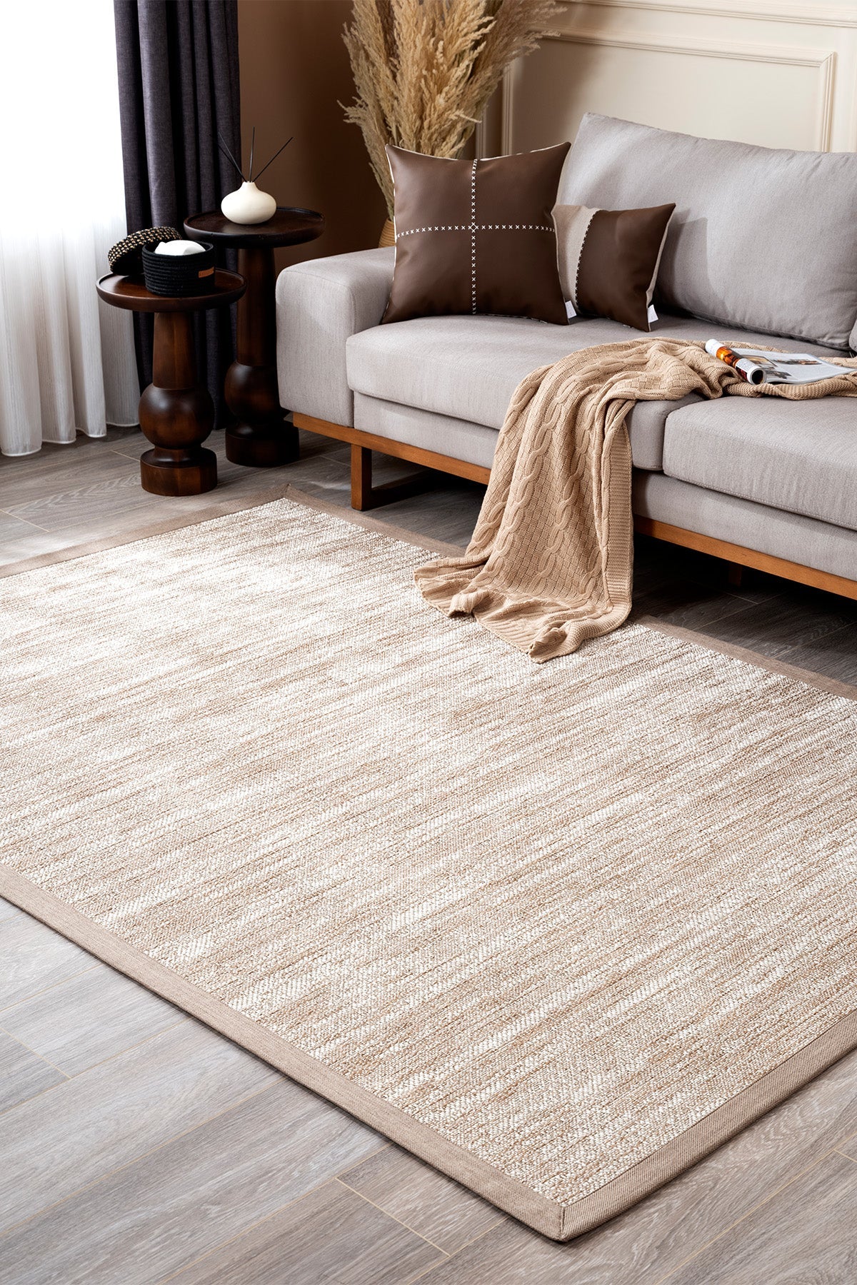 Sisalo Krem Natural Bordür Vizon Halı B3418C