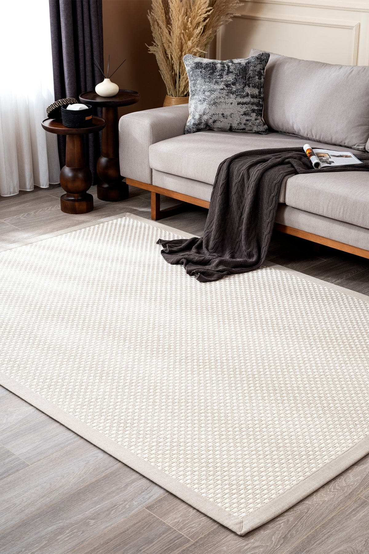 Sisalo Bordure Krem Bordürlü Dış Mekan Balkon Teras Bahçe Halısı B3416A
