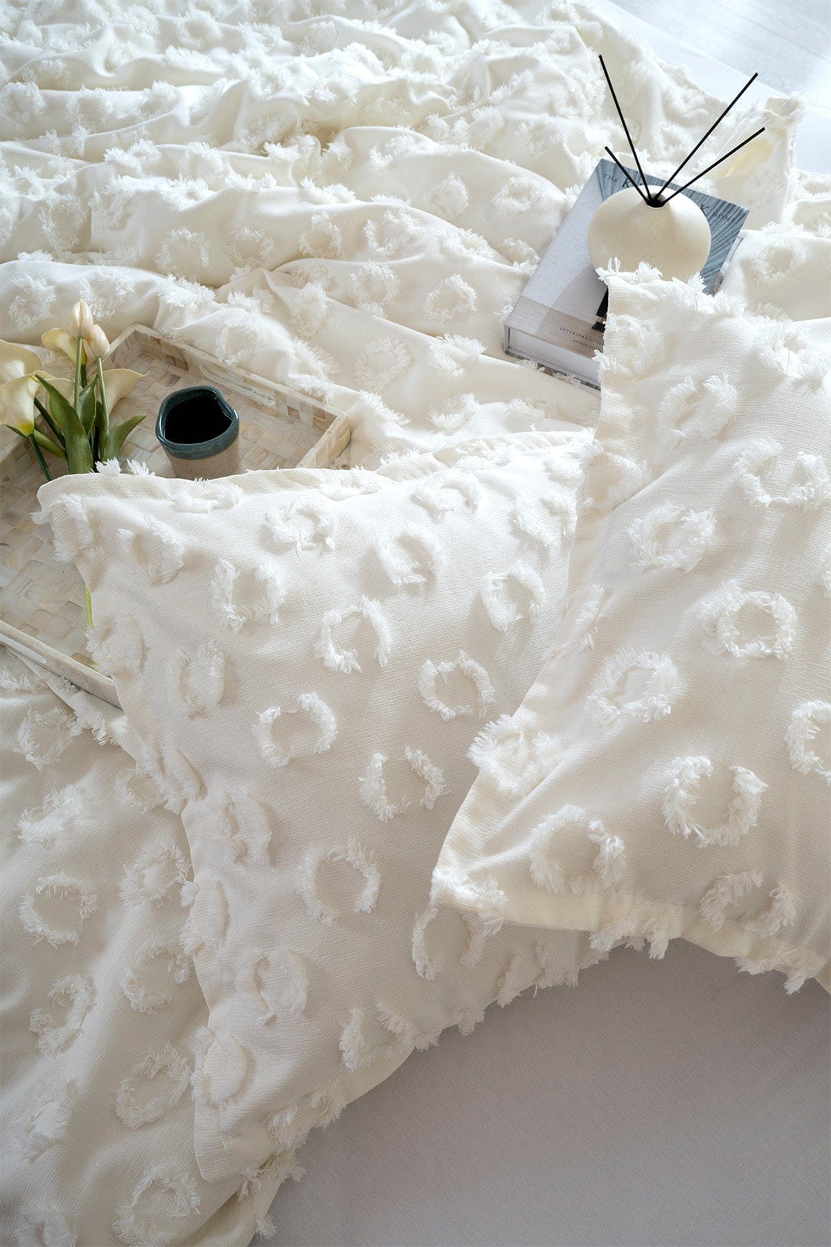 Sitra Cream Double Tasseled Bedspread 230x250 2 Pillowcases 50x70 5031
