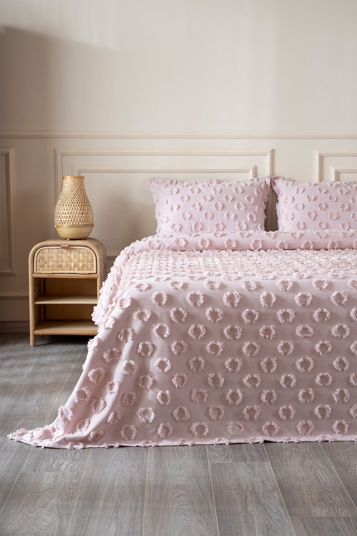 Sitra Powder Double Tasseled Bedspread 230x250 2 Pillowcases 50x70 5032