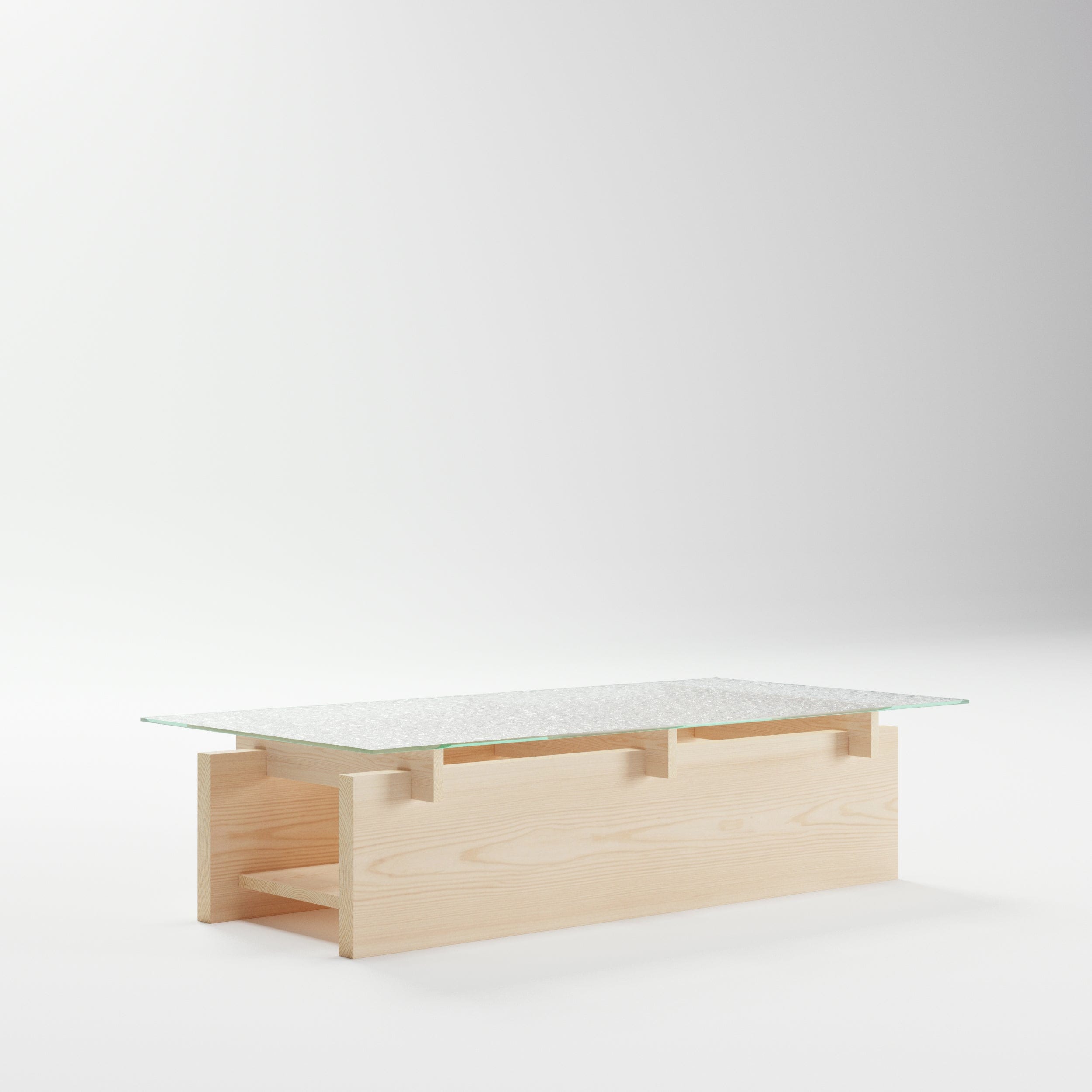 The Monolith - Solid Coffee Table with Fused Glass