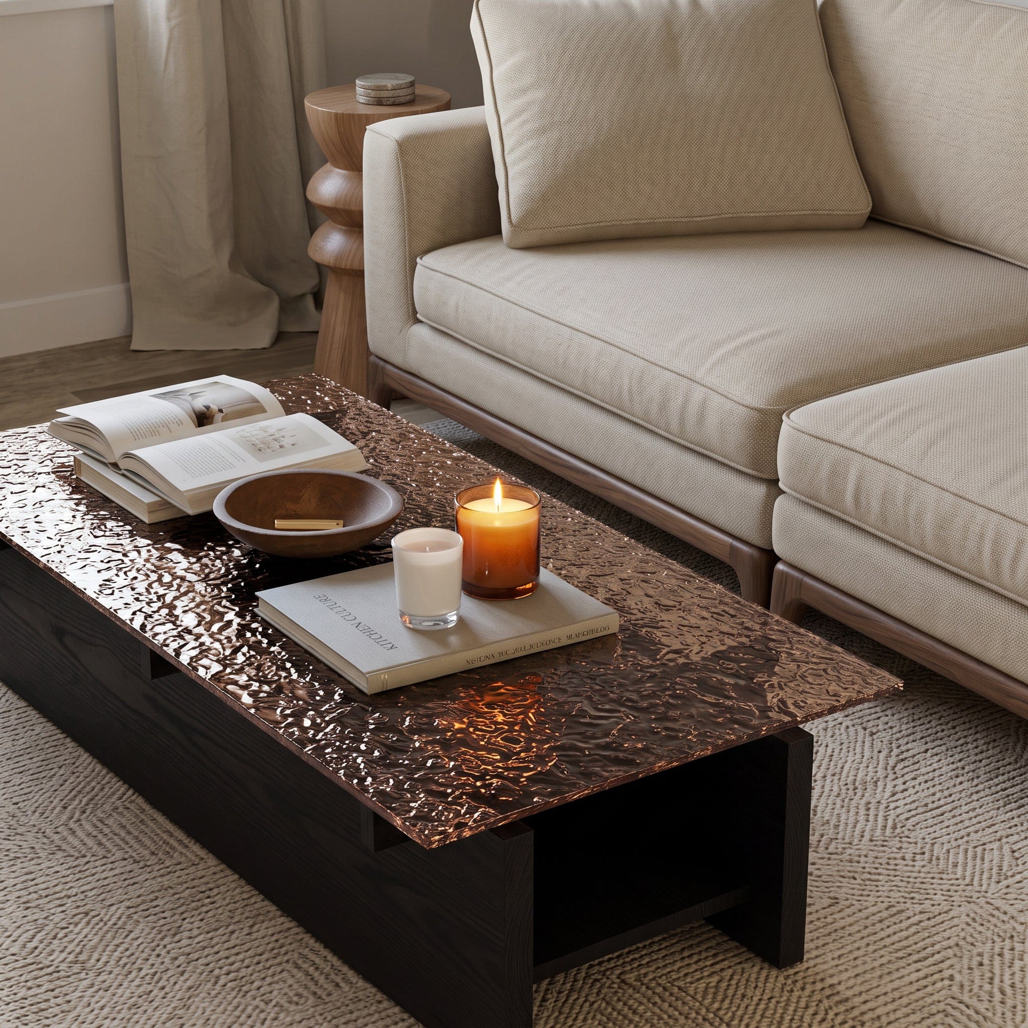 The Monolith - Solid Coffee Table with Fused Glass