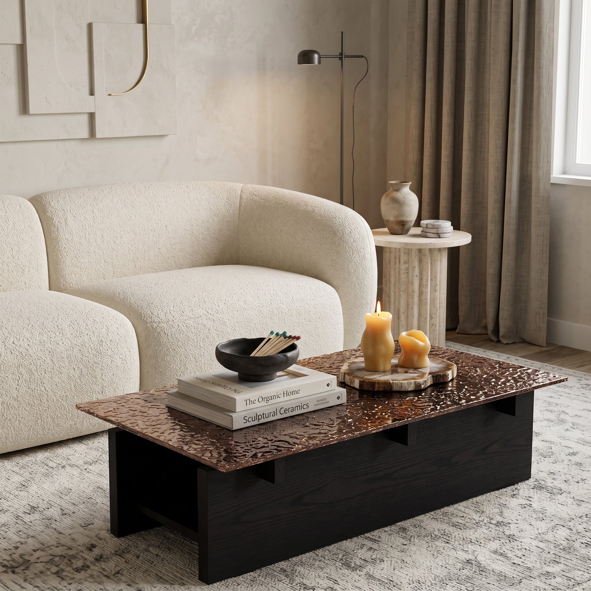The Monolith - Solid Coffee Table with Fused Glass