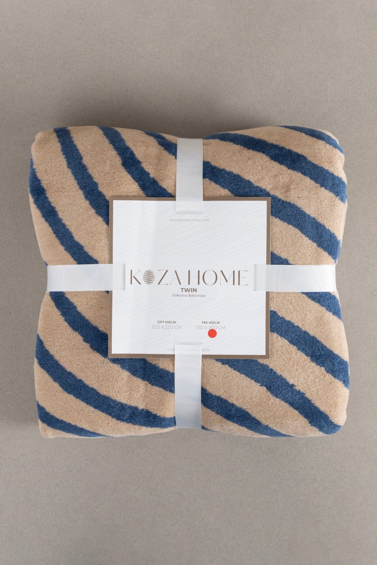 Twin Blanket Soft Cotton Single Blanket Coffee Blue 150 x 200 5033A